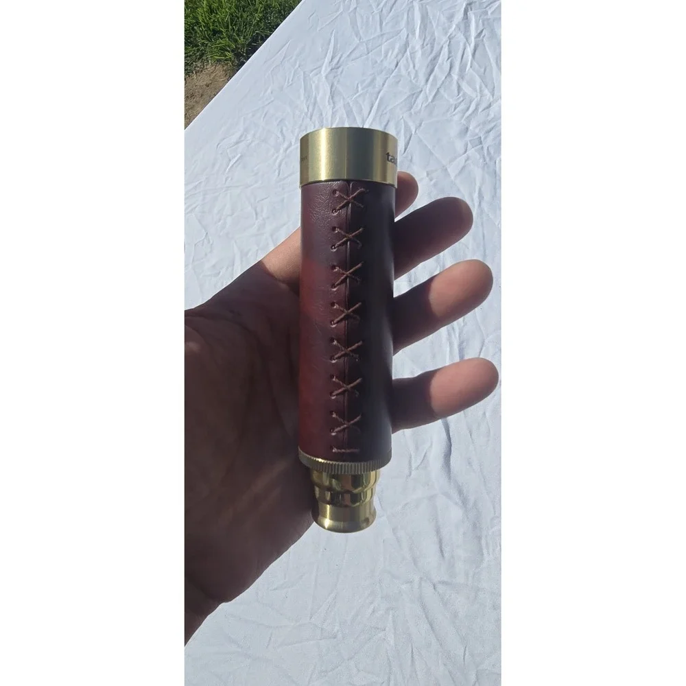 Tasco Vintage Leather Brass Spyglass Telescope 25x30mm with Leather Case